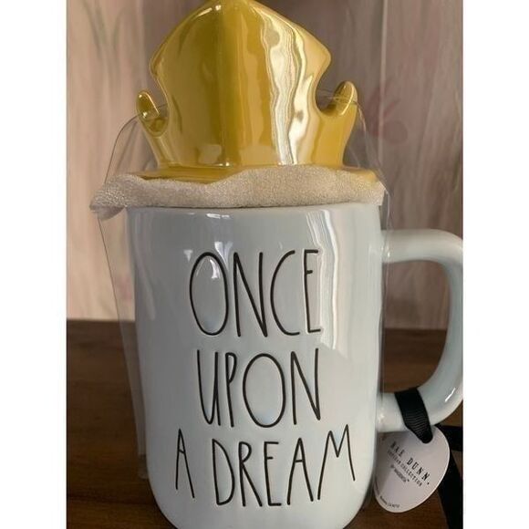 RAE DUNN DISNEY ONCE UPON A DREAM CROWN TOPPER BLUE MUG Sleeping Beauty - Picture 2 of 4